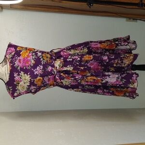 Vintage Betty Boo Purple Cotton Floral A-line Dress SZ: 8